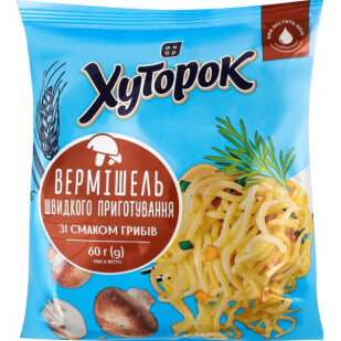 Вермішель Хуторок зі смаком грибів, 60г (4823124600699)