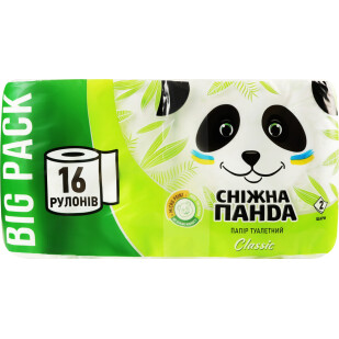 Папір туалетний Сніжна панда Classic 2-шаровий, 16шт (4820183971265)