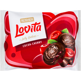 Печиво Roshen Lovita Jelly Cookies Cocoa-cherry, 420г (4823077636059)