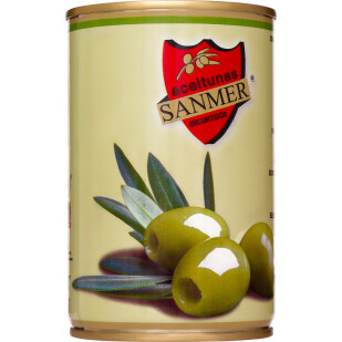 Оливки Sanmer зеленые без косточки, 314мл (8427598002292)