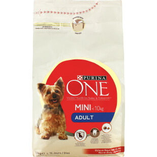 Корм для собак ONE Mini Adult говядина-рис сухой, 1,5кг (7613034146656)
