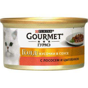 Корм Gourmet Gold с лососем и цыпленком ж/б, 85г (7613032618674)
