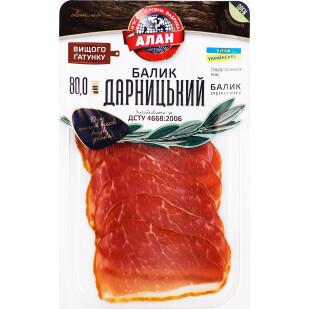 Балик Алан Дарницкий с/к в/г нарезка, 80г (4823036500599)