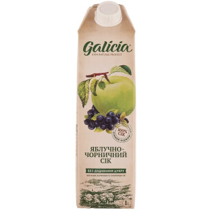 Сок Galicia яблочно-черничный прямого отжима, 1л (4820151001314)