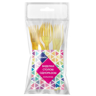 Вилки Премія пластиковые цветные, 10шт (4823096420202)