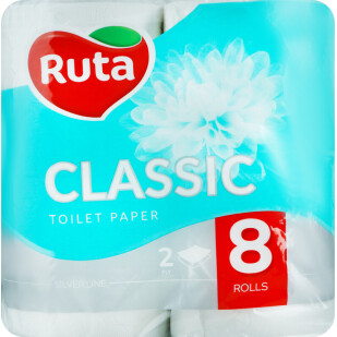 Бумага туалетная Ruta Classic 2-слойная, 8шт/уп (4820023740488)