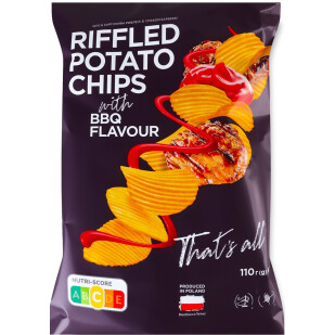 Чипси Премія картопляні рифлені зі смаком барбекю, 110г (4823096426938)