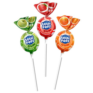 Карамель Roshen Lollipops Gum фруктовий мікс, кг