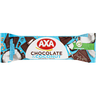 Батончик AXA зерновий з молочним шоколадом та кокосом, 25г (4820237690678)