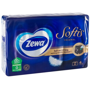 Хустинки паперові Zewa Softis Original 4-шарові, 6шт (7322541112275)