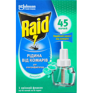 Жидкость для фумигатора Raid Эвкалипт от комаров на 45 ночей, шт (4620000431763)