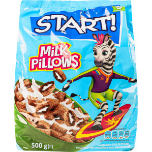 Подушечки кукурузные Start с молочной начинкой, 500г (4820008120854)