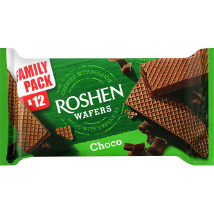 Вафлі Roshen Wafers зі смаком шоколаду, 216г (4823077625602)