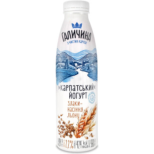 Йогурт Галичина злаки-льон 2,2%, 550г (4820038494185)