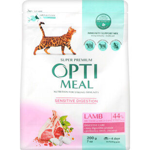 Корм для котов Optimeal с чувствительным пищеварение ягненок, 200г (4820215362405)
