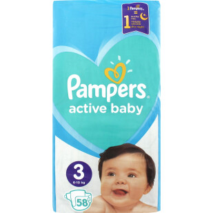 Подгузники Pampers Active Baby Midi 6-10кг, 58шт/уп (8001090949707)