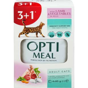 Корм для котов Optimeal ягненок-овощи в желе, 85г (4820083905445)