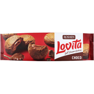 Печиво Roshen Lovita Soft Cream Cookies choco, 127г (4823077636332)
