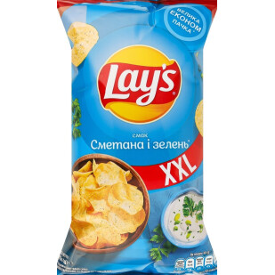 Чипси Lay's картопляні зі смаком сметани та зелені, 170г (4823063125277)