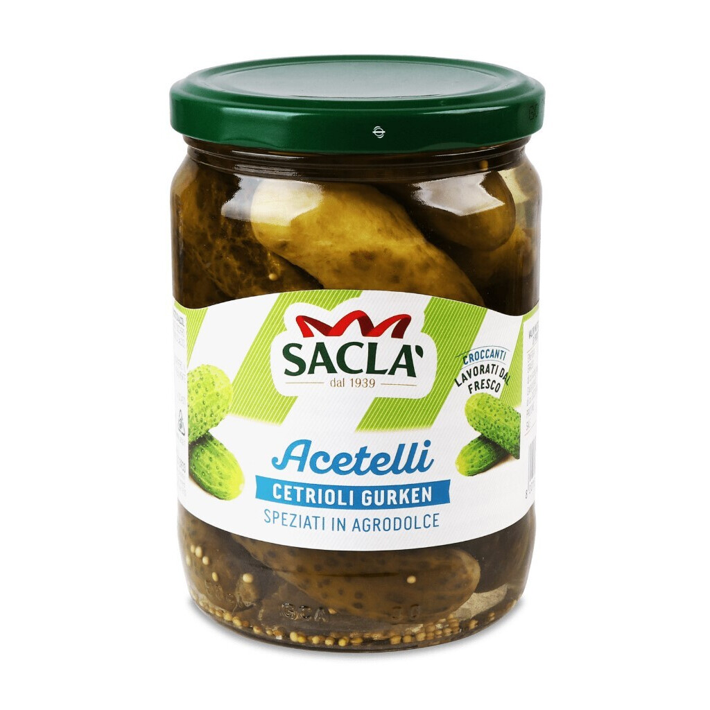 Огурцы Sacla маринованные с винным уксусом, 530г (8001060020146)