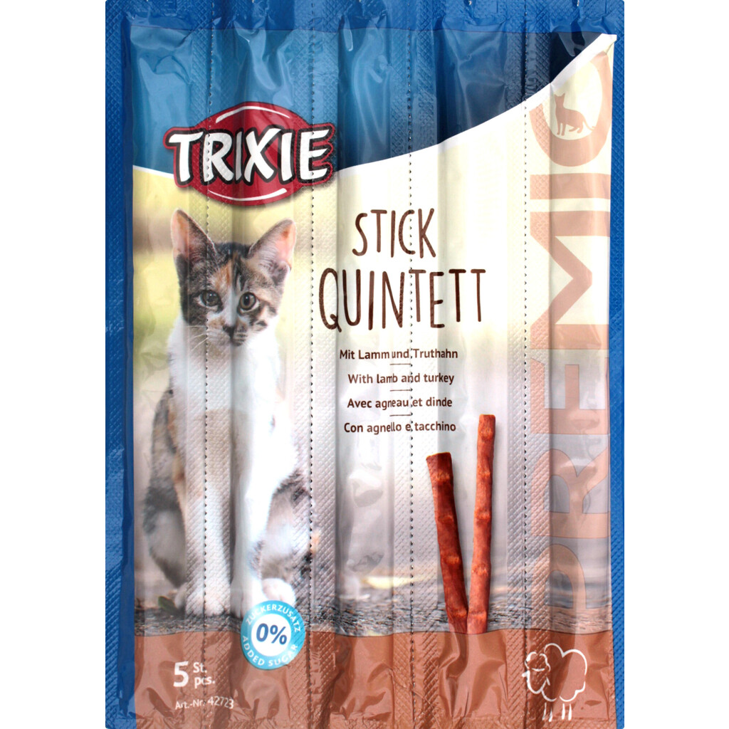 Лакомство для котов Trixie Premio Quadro Stick ягненок-индейка, 4*5г (4011905427232)