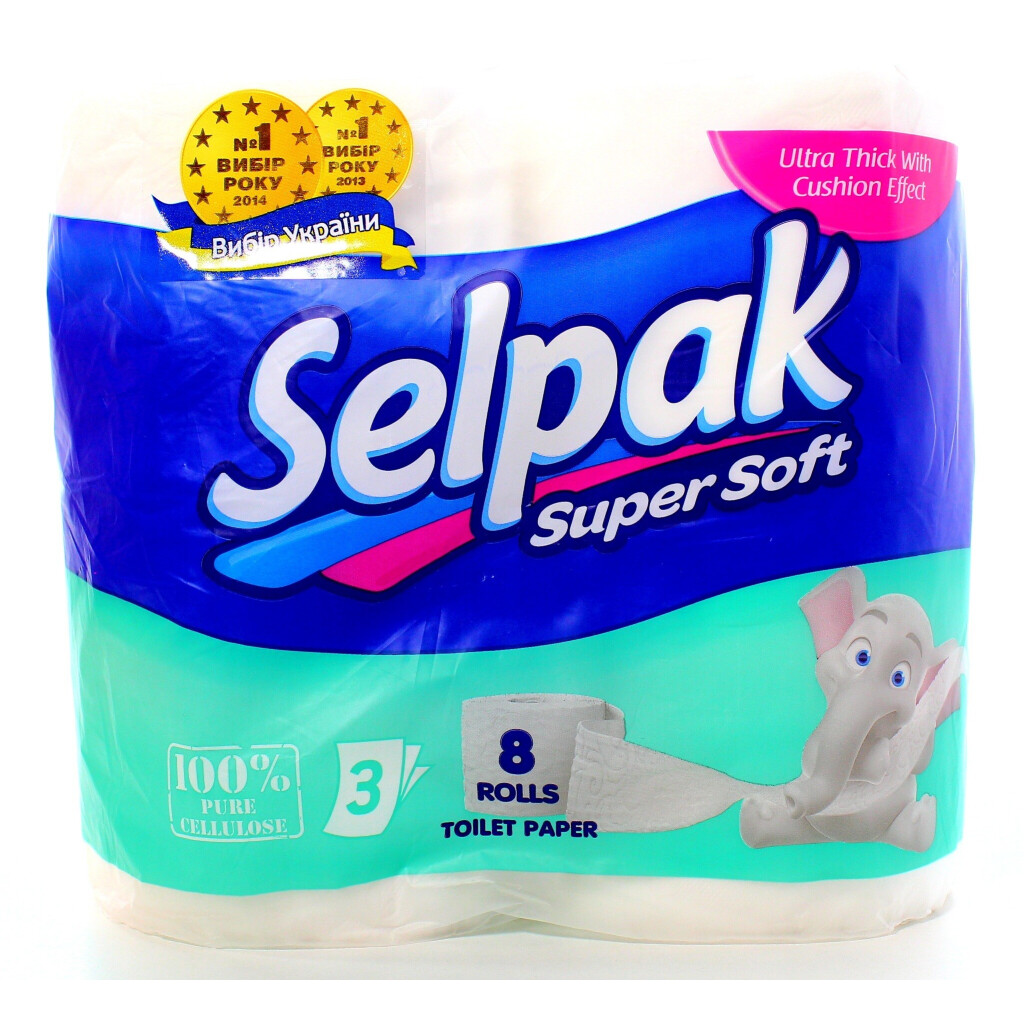 Папір туалетний Selpak Super Soft 3-шаровий, 8шт/уп (8690530004450)