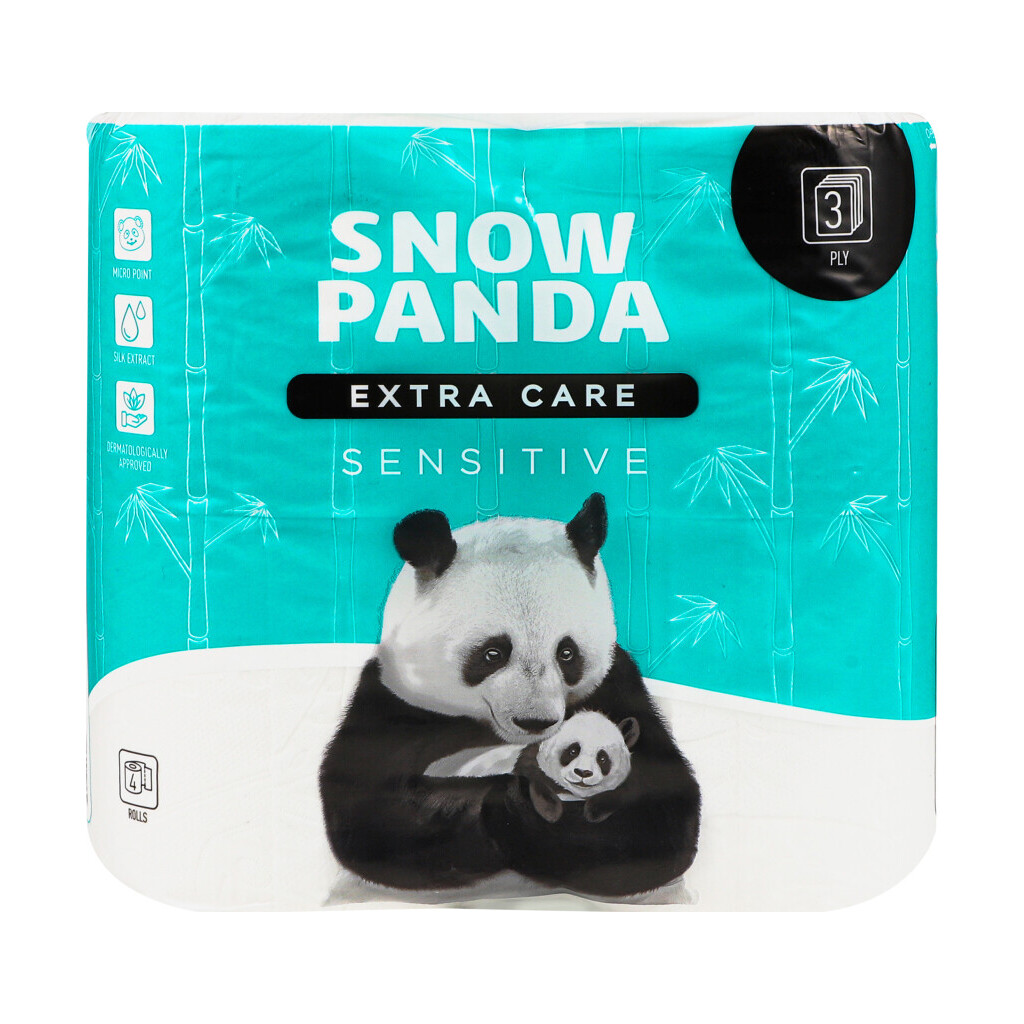 Папір туалетний Сніжна панда Extra Care Sensitive 3-шаровий, 4шт (4820183970671)