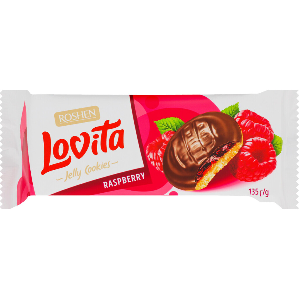 Печиво Roshen Lovita Jelly Cookies смак малини, 135г (4823077634246)