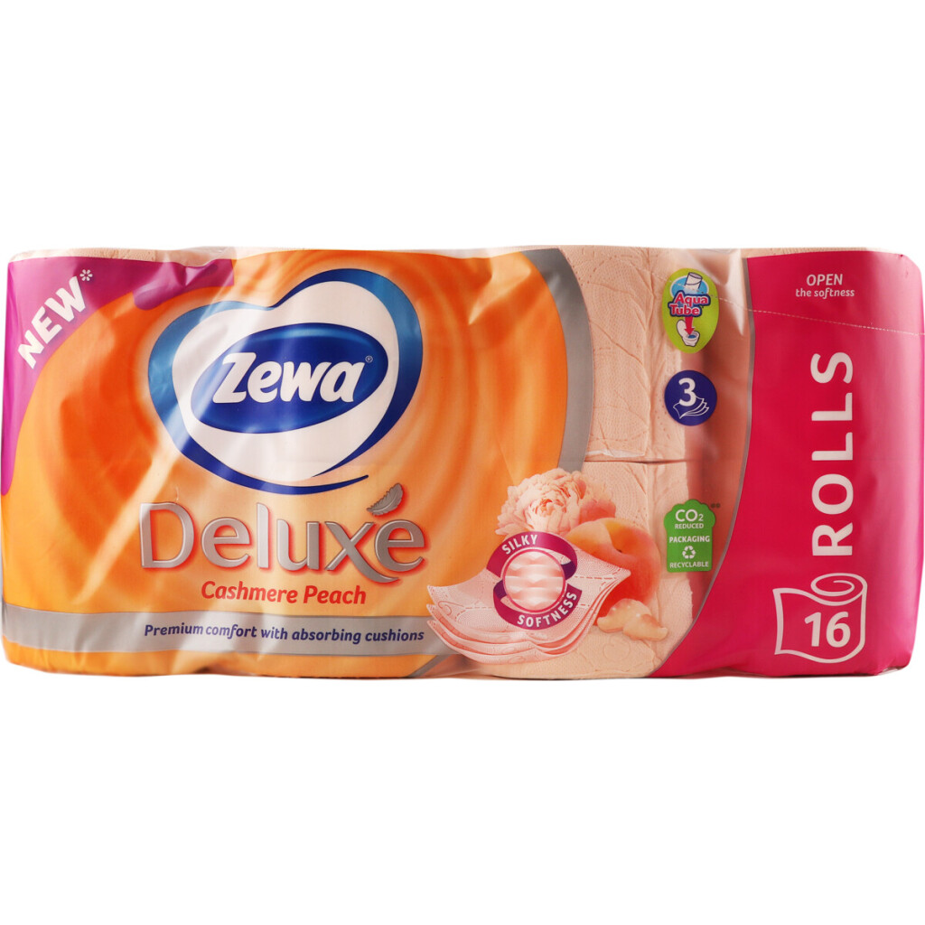 Бумага туалетная Zewa Deluxe Cashmere Peach 3-слойная, 16шт (7322540201192)