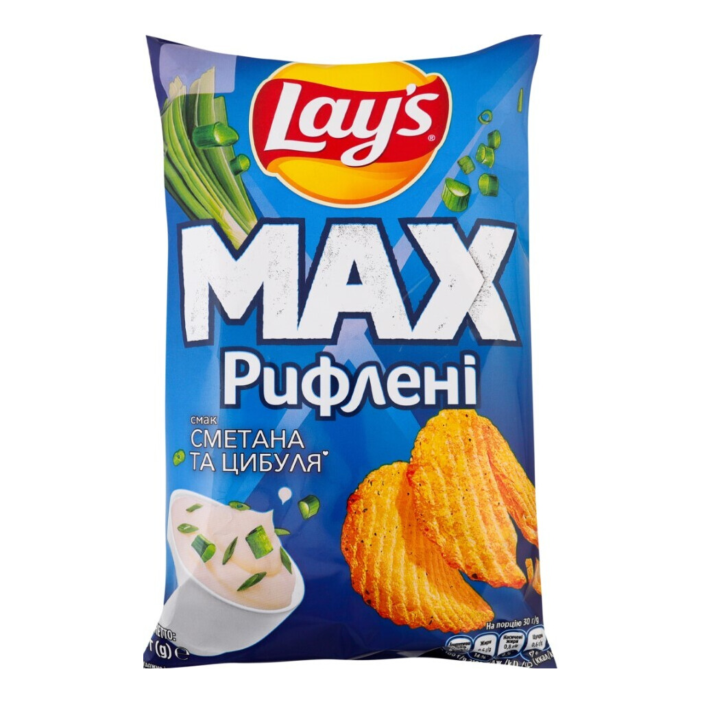 Чипси Lay's Max рифлені зі смаком сметани та цибулі, 95г (4823063128827)