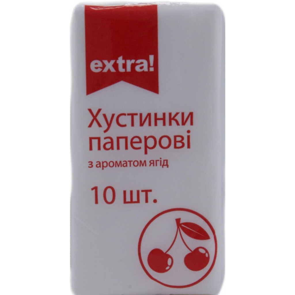 Платочки бумажные Extra! с ароматом ягод, 10шт/уп (4824034025596)