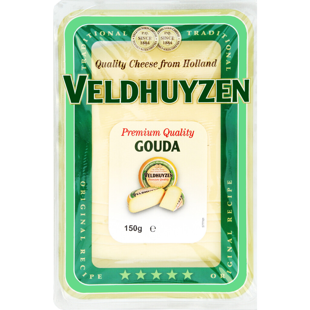 Сир Veldhuyzen Kaas Гауда 48% кор/мол нарезка, 150г (8717389105715)