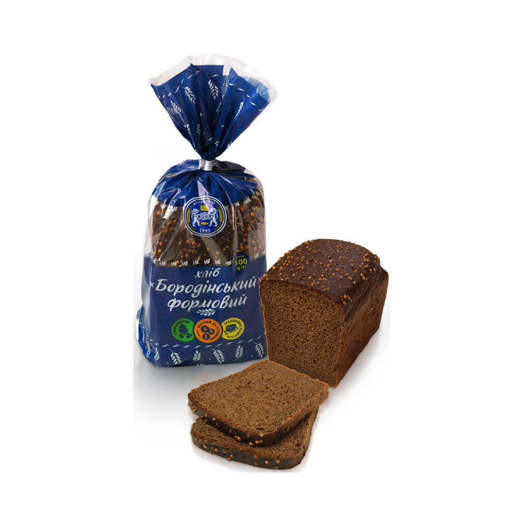 Хлеб Кулиничи Бородинский формовой нарезанный, 500г (4820174301668)