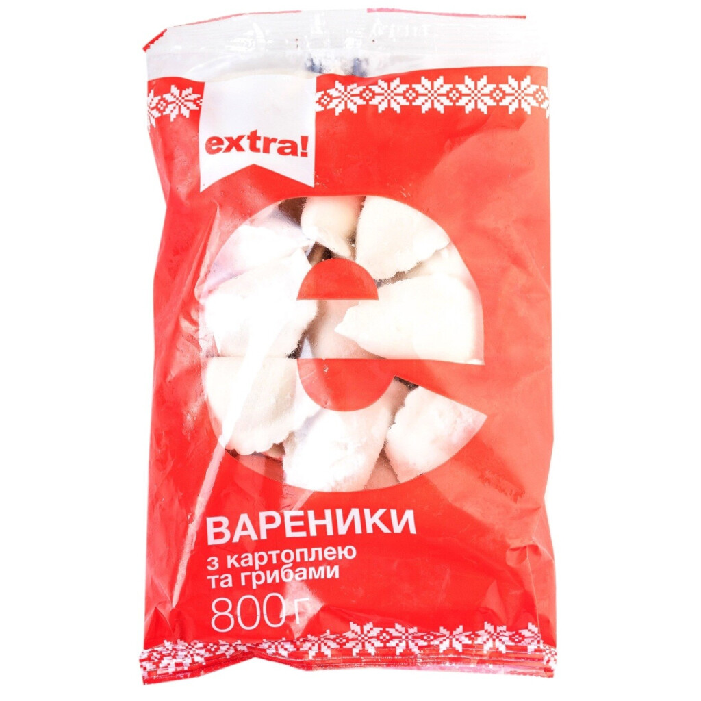 Вареники Extra! с картошкой и грибами 800г (4824034011865)