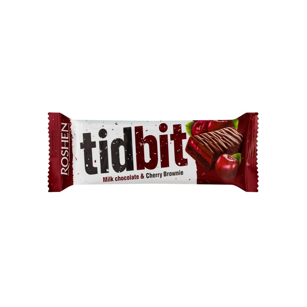 Батончик Roshen Tidbit молочный вишневый брауни, 50г (4823077630484)