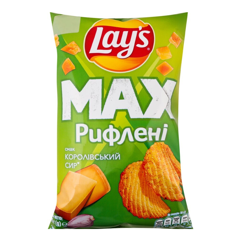 Чипси Lay's Max рифлені зі смаком королівського сиру, 95г (4823063128803)