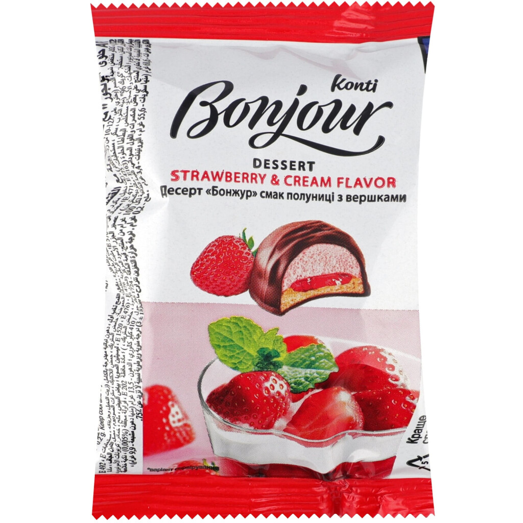 Десерт Konti Bonjour клубника со сливками, 29г (4823012247203)