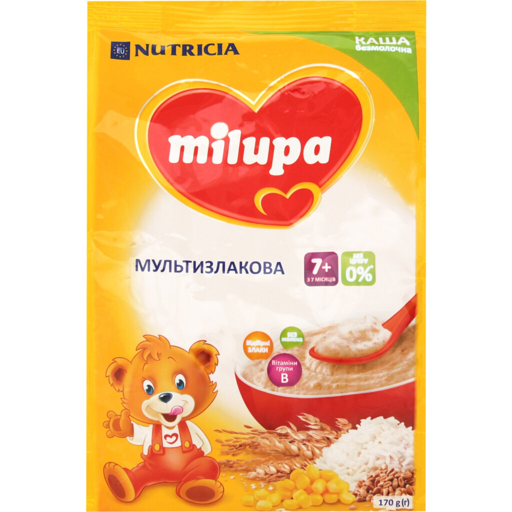 Каша мультизлаковая Milupa безмолочная от 7 месяцев, 170г (5900852930034)