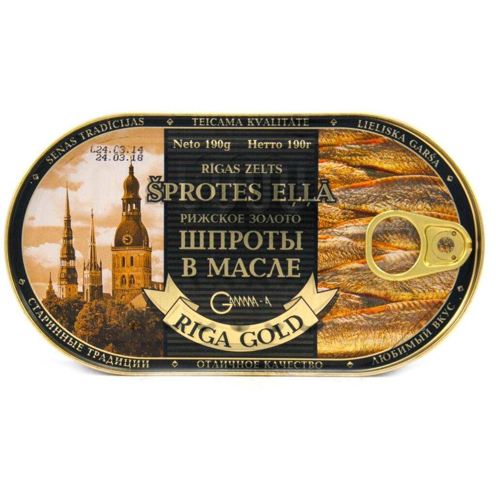 Шпроты Рижское Золото в масле с ключом, 190г (4751001582106)
