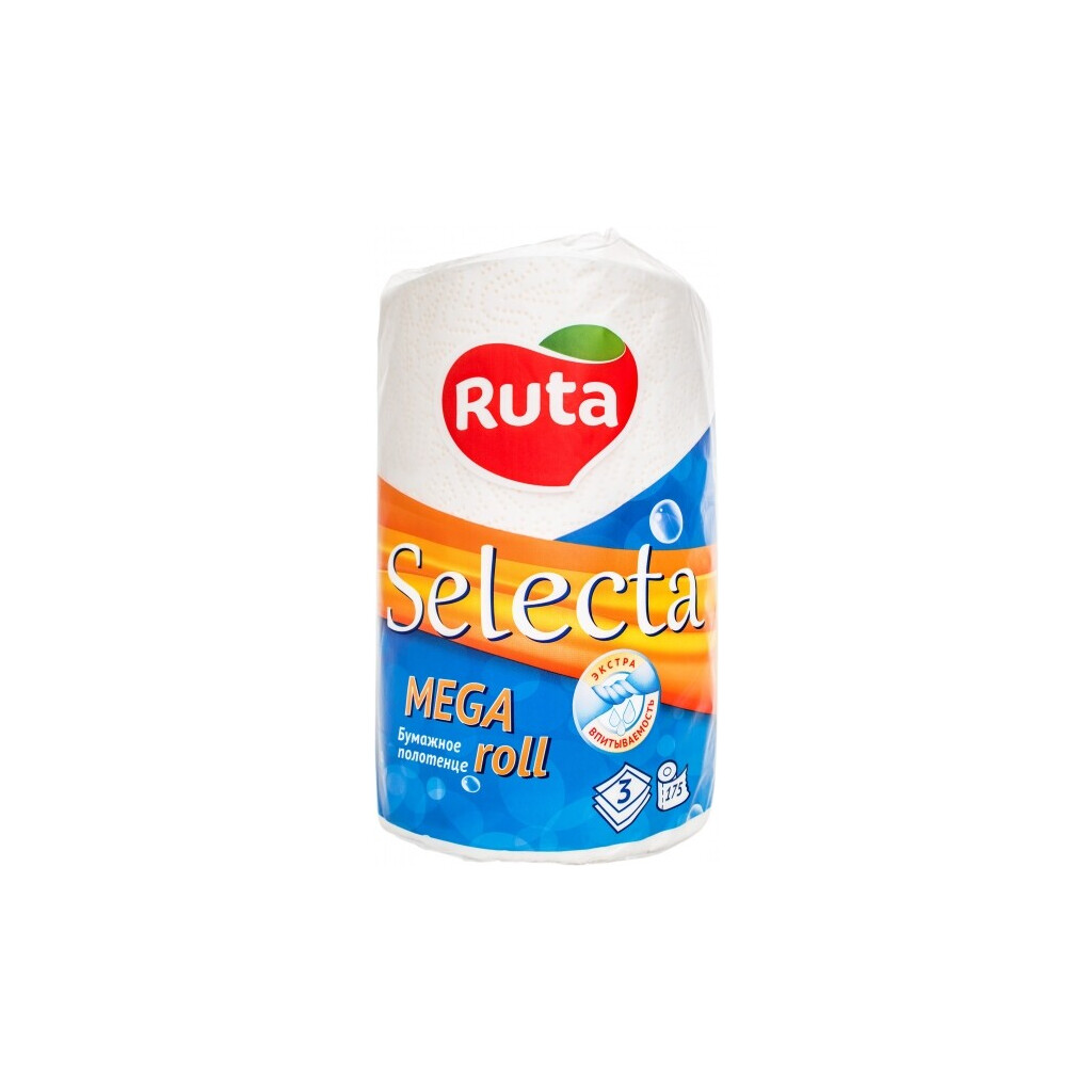 Рушник паперовий Ruta Selecta Mega roll 3-шарові 175 листів, шт (4820023745643)