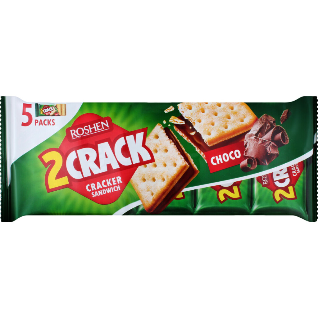 Крекер Roshen 2 CRACK с шоколадной начинкой, 235г (4823077630439)