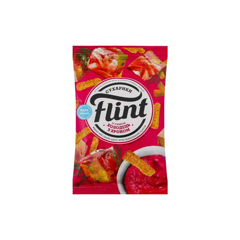 Сухарики Flint пшенично-ржаные со вкусом холодеца с хреном, 60г (4823127302026)