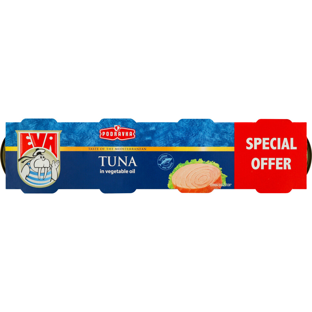 Тунец EVA филе в растительном масле, 4*80г/уп (3850104231445)