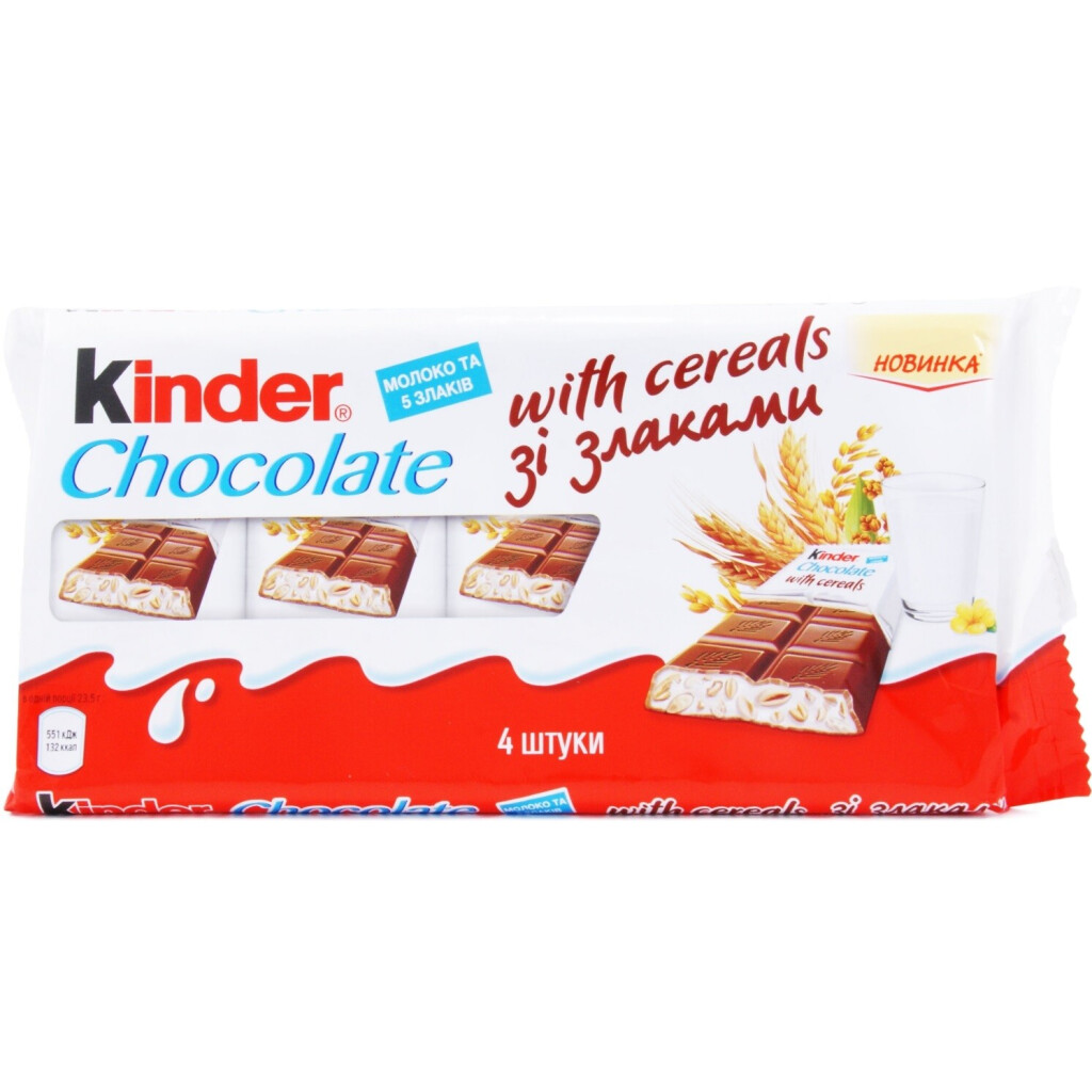 Шоколад молочный Kinder Кантри с злаками, 94г (8000500167656)