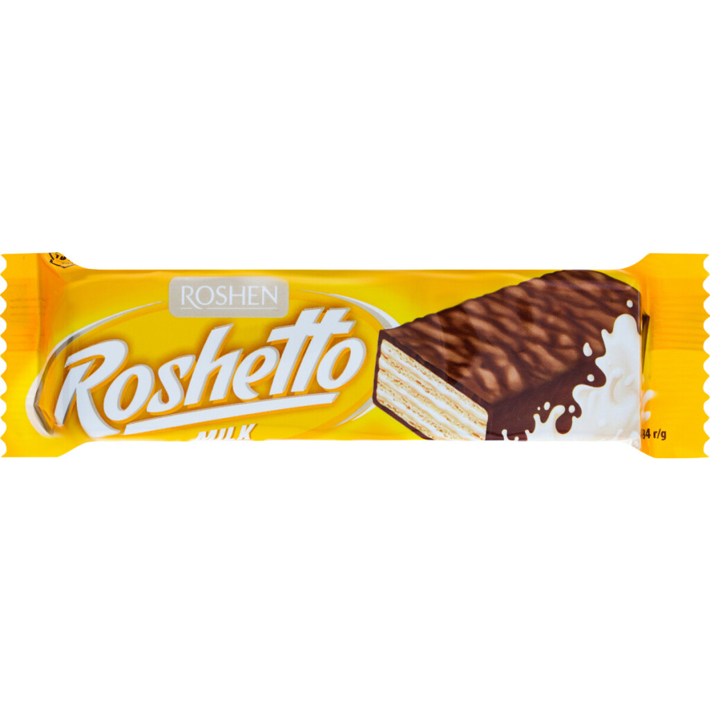 Вафлі Roshen Roshetto Milk глазуровані, 34г (4823077633515)