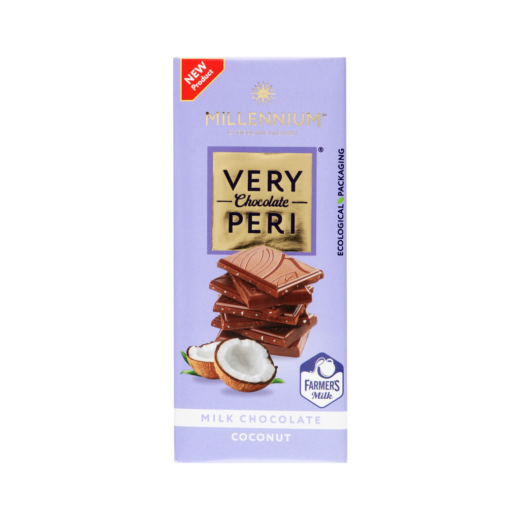 Шоколад молочный Millennium Very Peri с кокосовой стружкой, 85г (4820240033332)