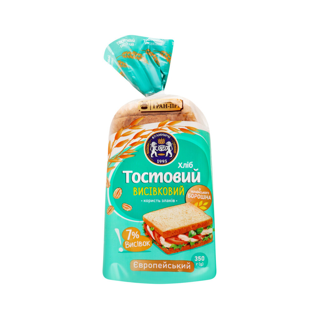 Хлеб Кулиничи Европейский тостовый отрубной, 350г (4820174301507)