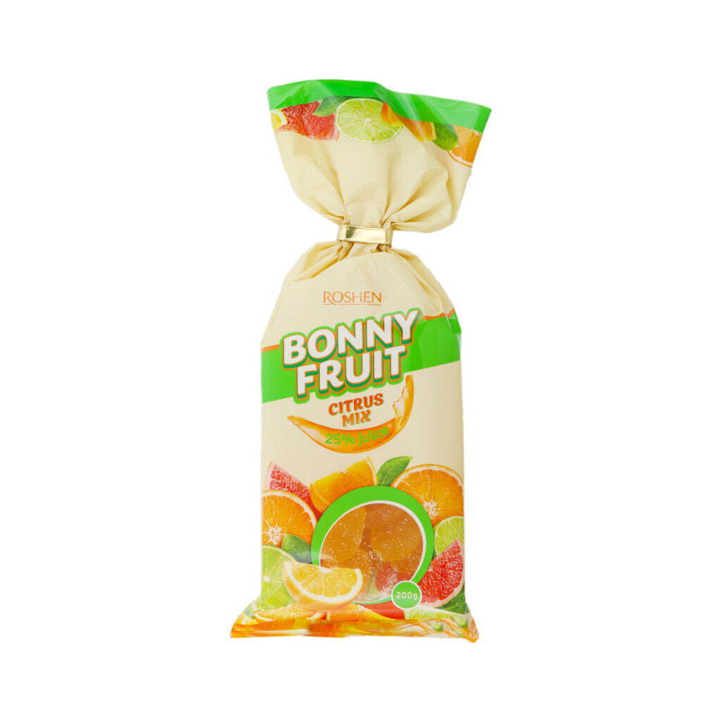 Цукерки Roshen Bonny Fruit Цитрусові фрукти желейні, 200г (4823077624247)