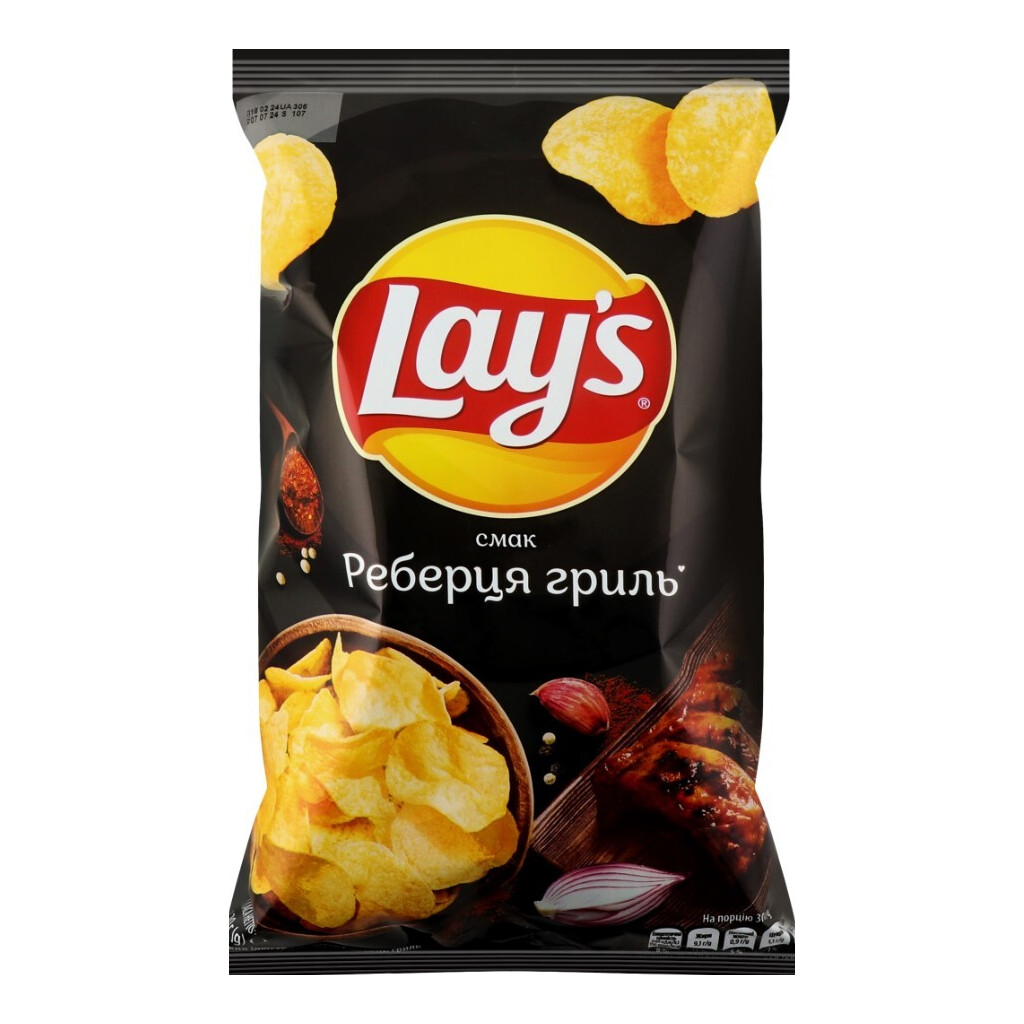 Чипси Lay's зі смаком реберець гриль, 120г (4823063125598)