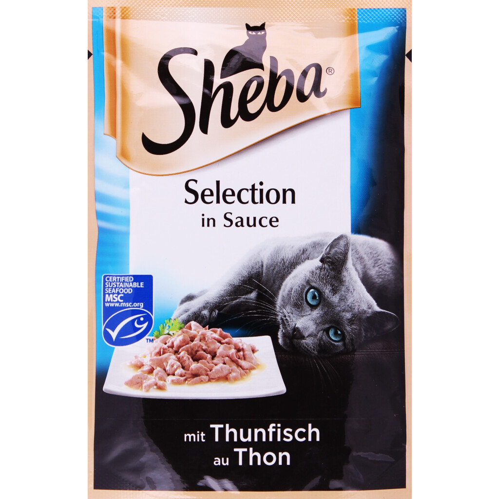 Корм для котов Sheba Black&Gold с тунцом в соусе, 85г (4770608249854)
